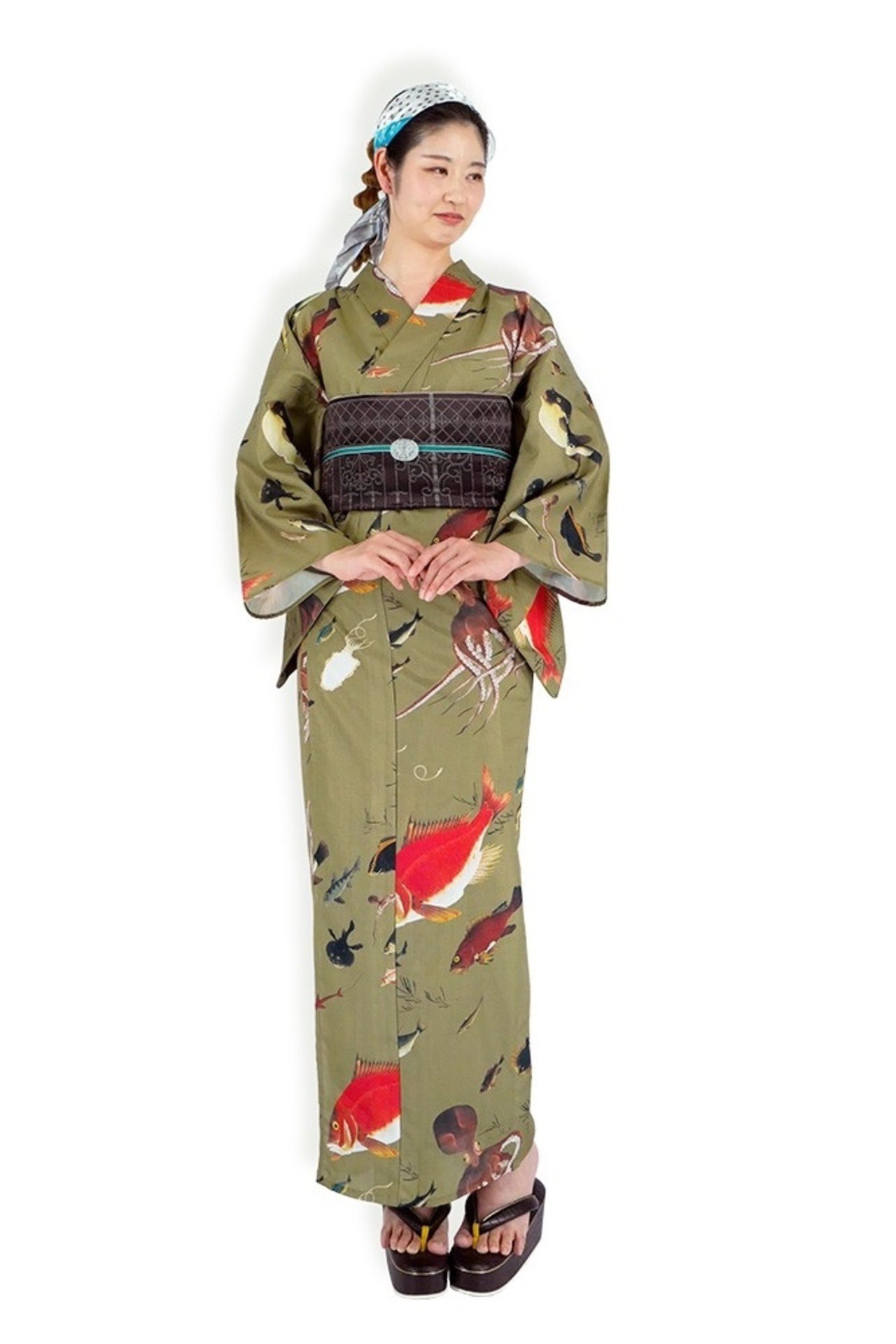 グラースオリジナル兵児帯 アイアンフェンス グリーン×ゴールド