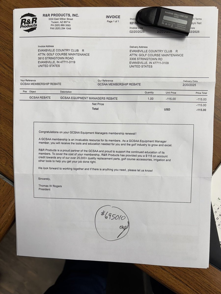 Kicking this Friday off with coding invoices and came across one of my favorites. The rebate from R&amp;R to assist in my EM being a member of <a href="/GCSAA/">GCSAA</a> Brilliant program by both parties. If you are an EM and see this, tell your super about the program. It’s a win win for everyone.