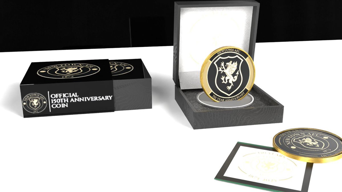 NewtownAFC's tweet photo. 150 Year Celebrations begin with a new Newtown AFC Coin to celebrate this milestone 

Only 150 unique numbered coins are available to purchase at only £30 each so with a limited amount don’t miss out

Pre sales are now being taken so to reserve your coin email us at sales@newtownafc.co.uk

@FAWales @CTSport @my_newtown @CymruLeagues
