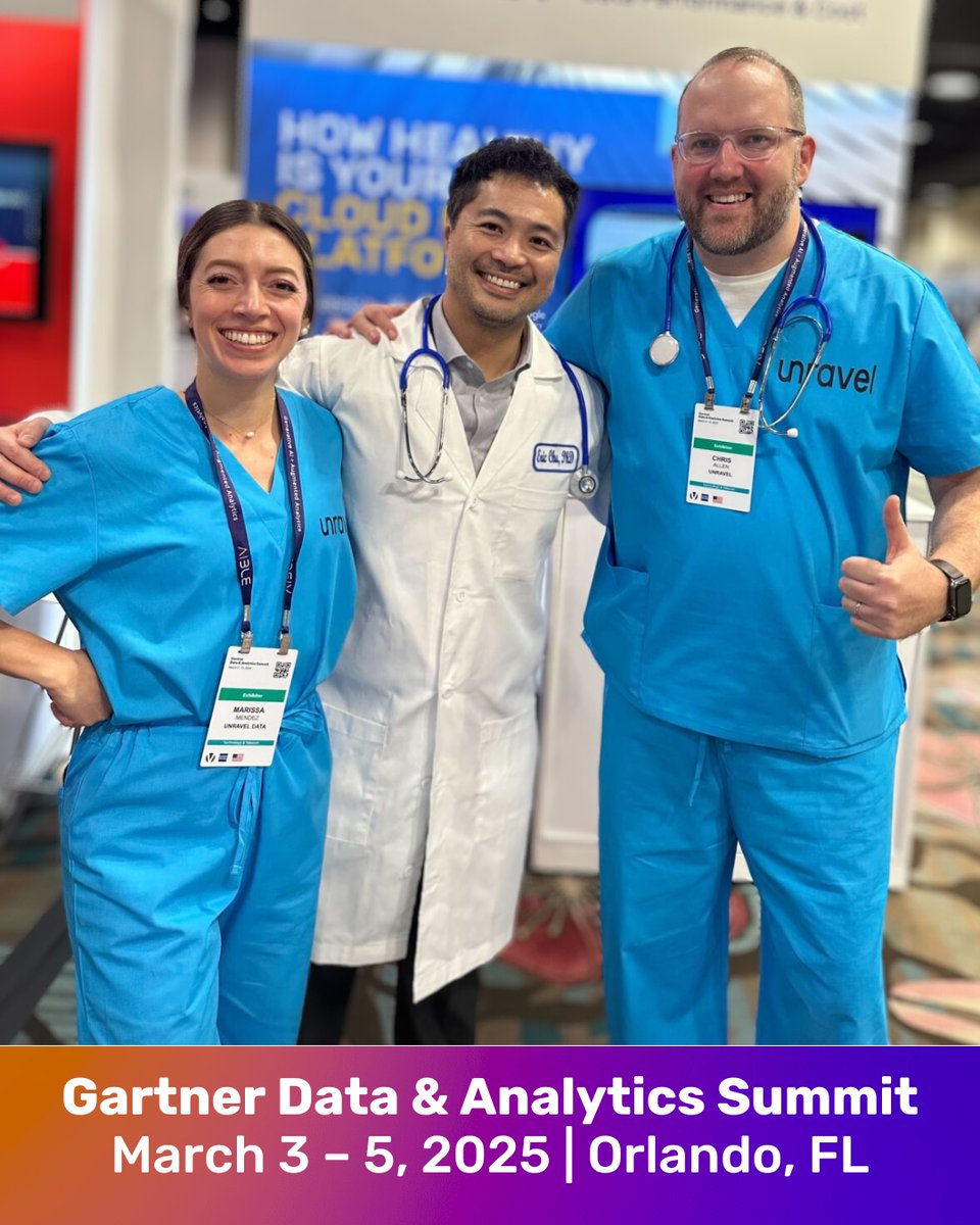 Unravel Data (@unraveldata) on Twitter photo Databricks, Snowflake, BigQuery - optimized like never before. 👀
Stop by and see the Unravel Data team at Booth #827 during the Gartner Data & Analytics Summit! 
📍 Orlando, Florida | March 3-5 | Booth #827
Learn more: unraveldata.net/4gRgDZb Databricks, Snowflake, BigQuery - optimized like never before. 👀
Stop by and see the Unravel Data team at Booth #827 during the Gartner Data & Analytics Summit! 
📍 Orlando, Florida | March 3-5 | Booth #827
Learn more: unraveldata.net/4gRgDZb