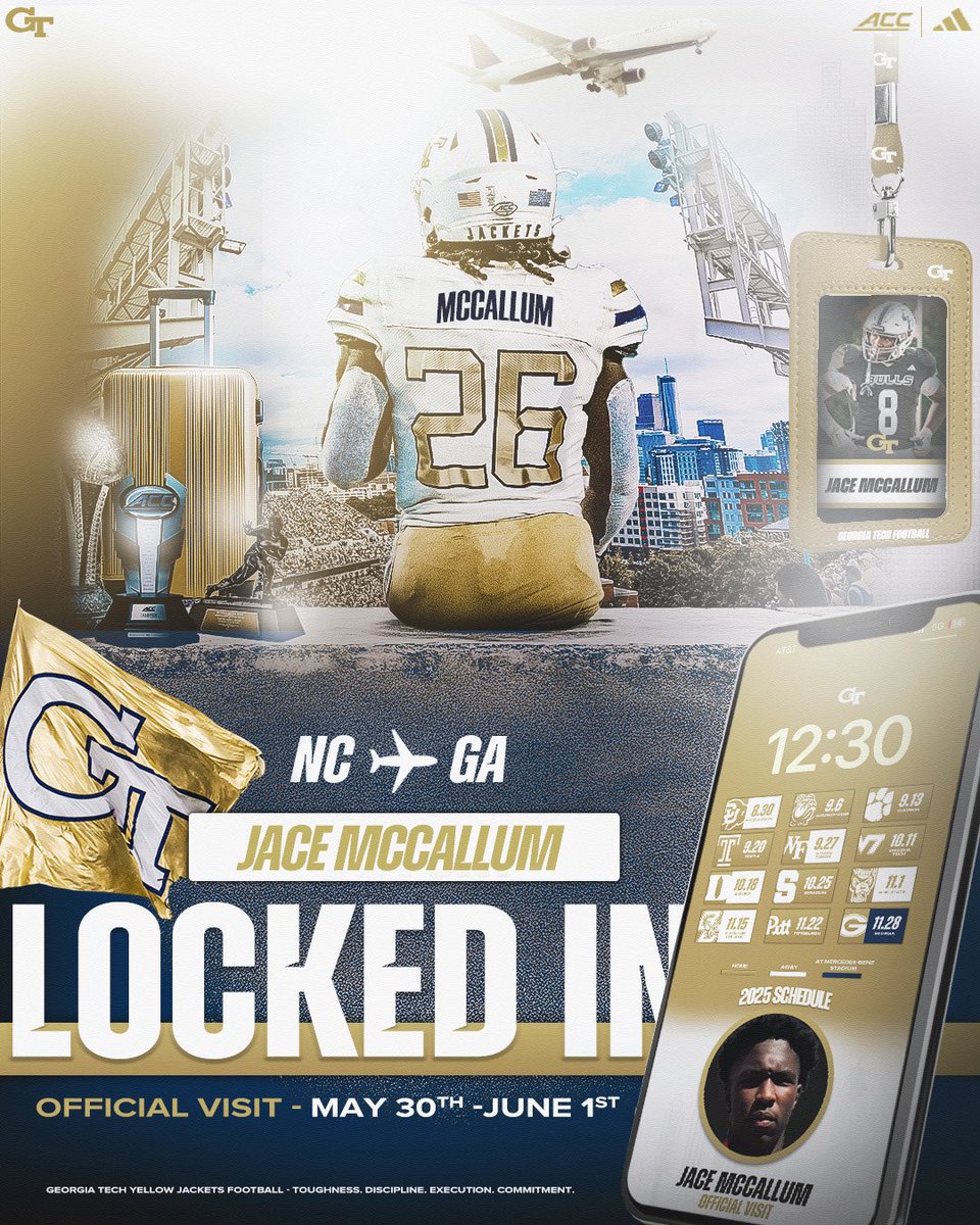 Jace Mccallum “6’3 240lb” EDGE (@jace2026) on Twitter photo NC —>GA,  let’s do it! Excited to be in Atlanta with the Yellowjacket’s for an Official Visit May 30- June1! #StingEm🐝<a href="/Coach_KPope/">Kyle Pope</a> <a href="/GTAthletics/">Georgia Tech Yellow Jackets</a> <a href="/SouthRecruiting/">GTFan</a> <a href="/CoachBrentKeyGT/">Coach Brent Key</a> <a href="/Coach_Gideon/">Blake Gideon</a> NC —>GA,  let’s do it! Excited to be in Atlanta with the Yellowjacket’s for an Official Visit May 30- June1! #StingEm🐝<a href="/Coach_KPope/">Kyle Pope</a> <a href="/GTAthletics/">Georgia Tech Yellow Jackets</a> <a href="/SouthRecruiting/">GTFan</a> <a href="/CoachBrentKeyGT/">Coach Brent Key</a> <a href="/Coach_Gideon/">Blake Gideon</a>