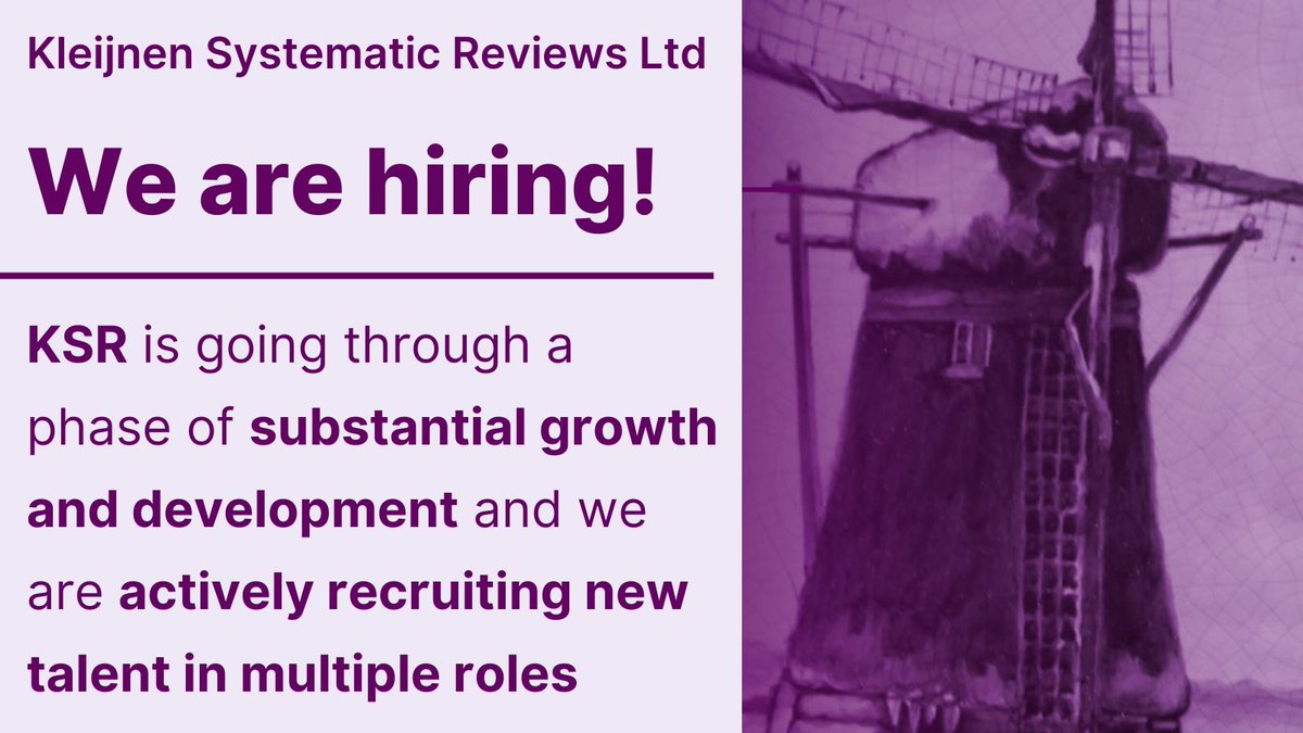 ‼️Exciting opportunities to join KSR‼️

Are you passionate about research and making a tangible impact on healthcare?

We're going through a phase of substantial growth and development and are actively recruiting new talent in multiple roles

Details here: systematic-reviews.com/careers/