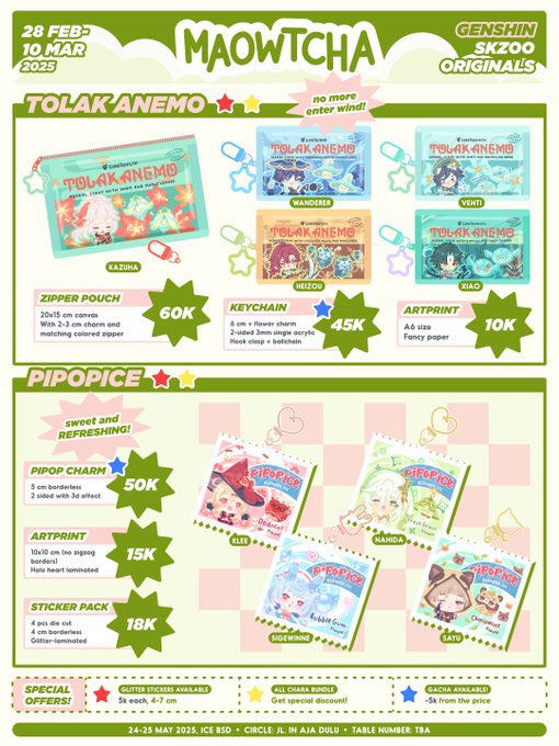 maowtcha's tweet photo. [🩷&amp;🔁 appreciated]  

my #CFXX #comifuroxx PO is now open! 
⭐️ fandoms: Genshin, SKZOO, orijimaow/og
📅 28 Feb - 10 Mar 2025
📦 pick up (both days, table number TBA) &amp; mail order

PO here: https://t.co/U9Greb2hHa

(1/2) https://t.co/ua03x0Mhs5