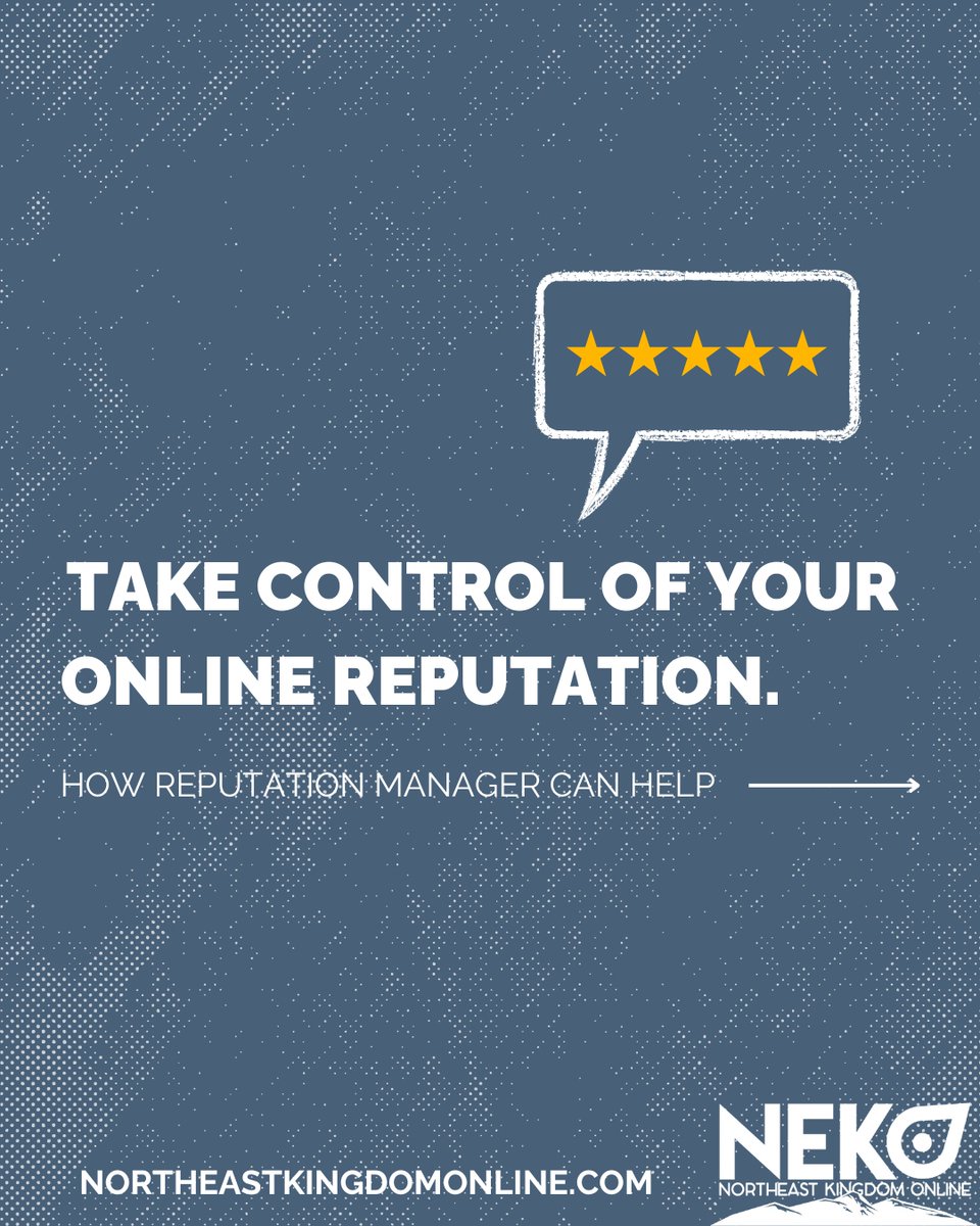 NEKOVermont's tweet image. With Northeast Kingdom Online's Reputation Manager, easily manage and respond to reviews from across the web, from one dashboard. 

Ready to take control of your business's online reputation? Click here to get started 👉 northeastkingdomonline.com/reputation-man…