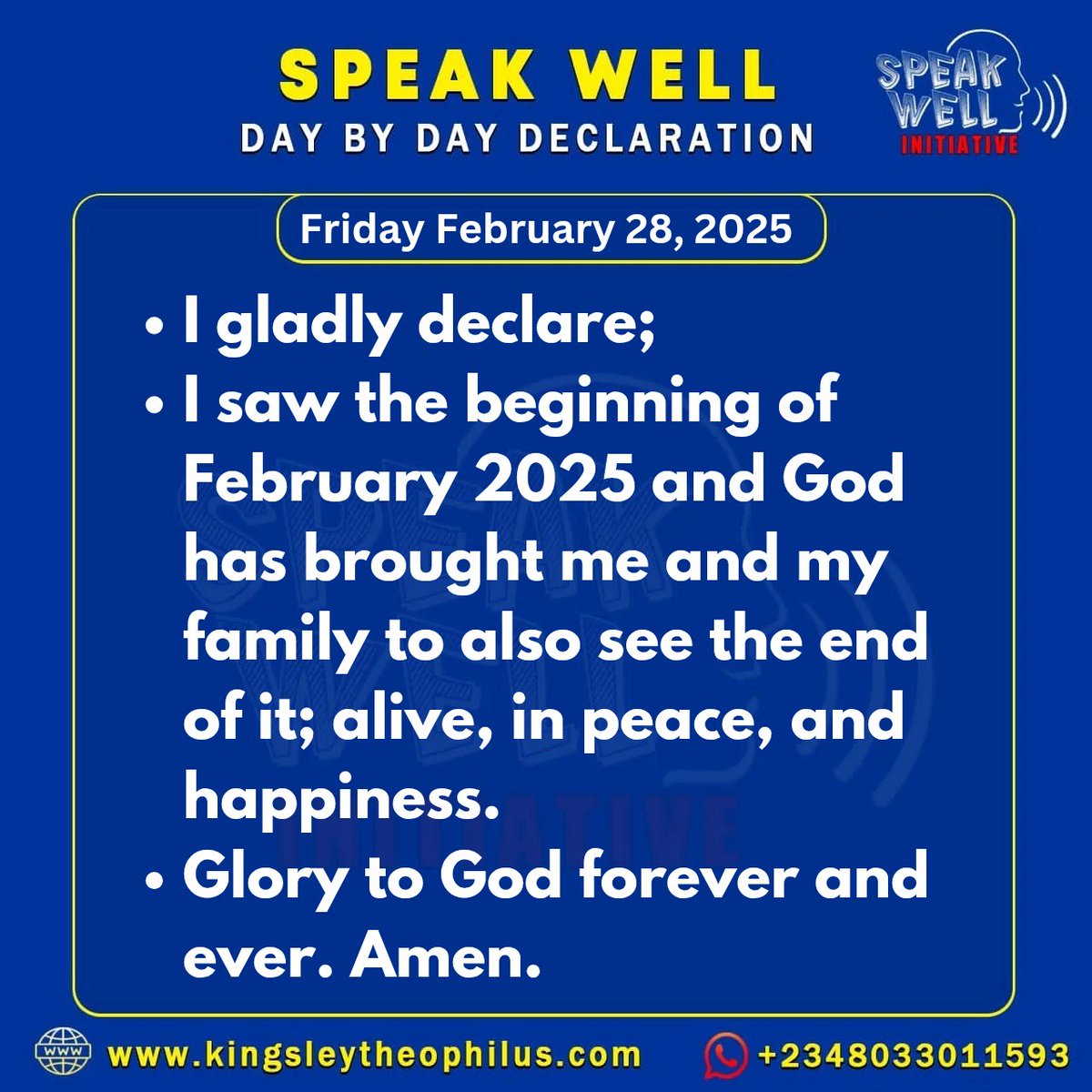 KMTHEOPHILUS's tweet photo. ▪︎ *This Is The LORD'S Doing; It Is Marvellous In Our Eyes.*
Ref: Psalms 118:23 (KJV)
#Speakwelldaybydaydeclarations
#Speakwellinitiative.
#Faithbuilders.
#Powerintheword.
#Thepowerofthetongue.
▪︎ Please Declare this for yourself and share. https://t.co/LcfhAkMvLl