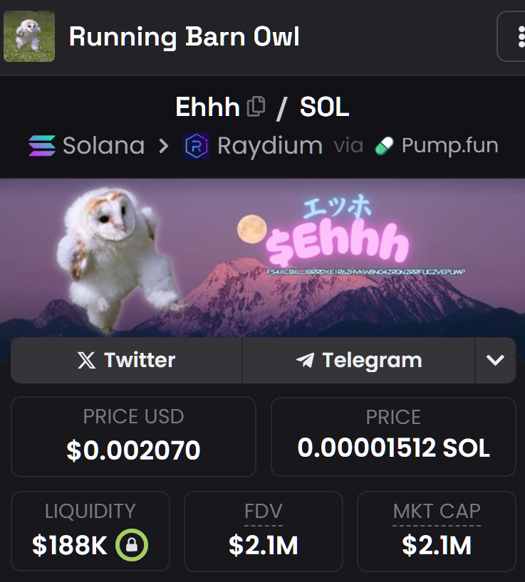 We Are Almost There

Running Barn Owl
$Ehhh
FS4xcBxLJbrrdXE1R6zHvKw8no4zrQn2rRFuczvepump