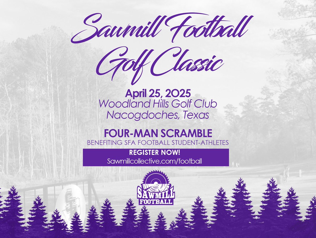 Sawmill Football Collective (@sawmillfootball) on Twitter photo 🚨🚨SAVE THE DATE🚨🚨
Make plans to join us on April 25th for the 1st Annual <a href="/SawmillFootball/">Sawmill Football Collective</a> Golf Classic! More details to follow…#RetainAndReward
#AxeEm #EastTexasTough 🚨🚨SAVE THE DATE🚨🚨
Make plans to join us on April 25th for the 1st Annual <a href="/SawmillFootball/">Sawmill Football Collective</a> Golf Classic! More details to follow…#RetainAndReward
#AxeEm #EastTexasTough