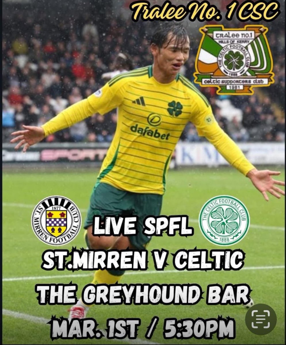 Joins us next Saturday to watch the Bhoyz play Saints.
All welcome !
Music , grub &amp; great craic guaranteed.
Hail🍀Hail!