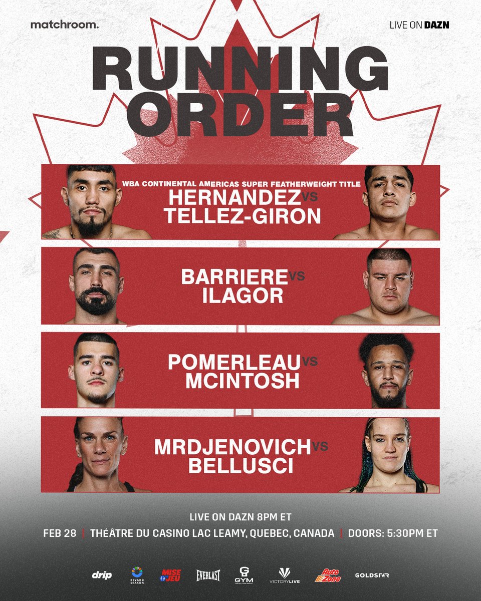 FRIDAY NIGHT LIGHTS 🇨🇦

Rocky Hernandez headlines against fellow Mexican Rene Tellez-Giron in Quebec! 💥 

#HernandezGiron live on <a href="/DAZNBoxing/">DAZN Boxing</a>