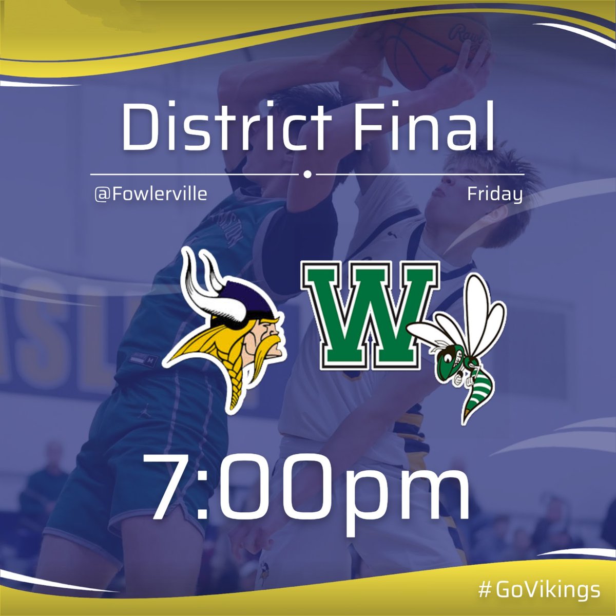 Come support the Vikings as they battle Williamston for the district title. If you can't make it, you can watch on the NFHS Network.
<a href="/517_hoops/">517hoops</a> <a href="/BankHoops/">Bank Hoops - Stephen Bell</a> <a href="/brian_calloway/">Brian Calloway</a> <a href="/FlintPrepFan/">Flint Prep Fan</a> <a href="/GlacSports/">Greater Lansing Sports</a> <a href="/HankampScott/">Scott Hankamp</a>