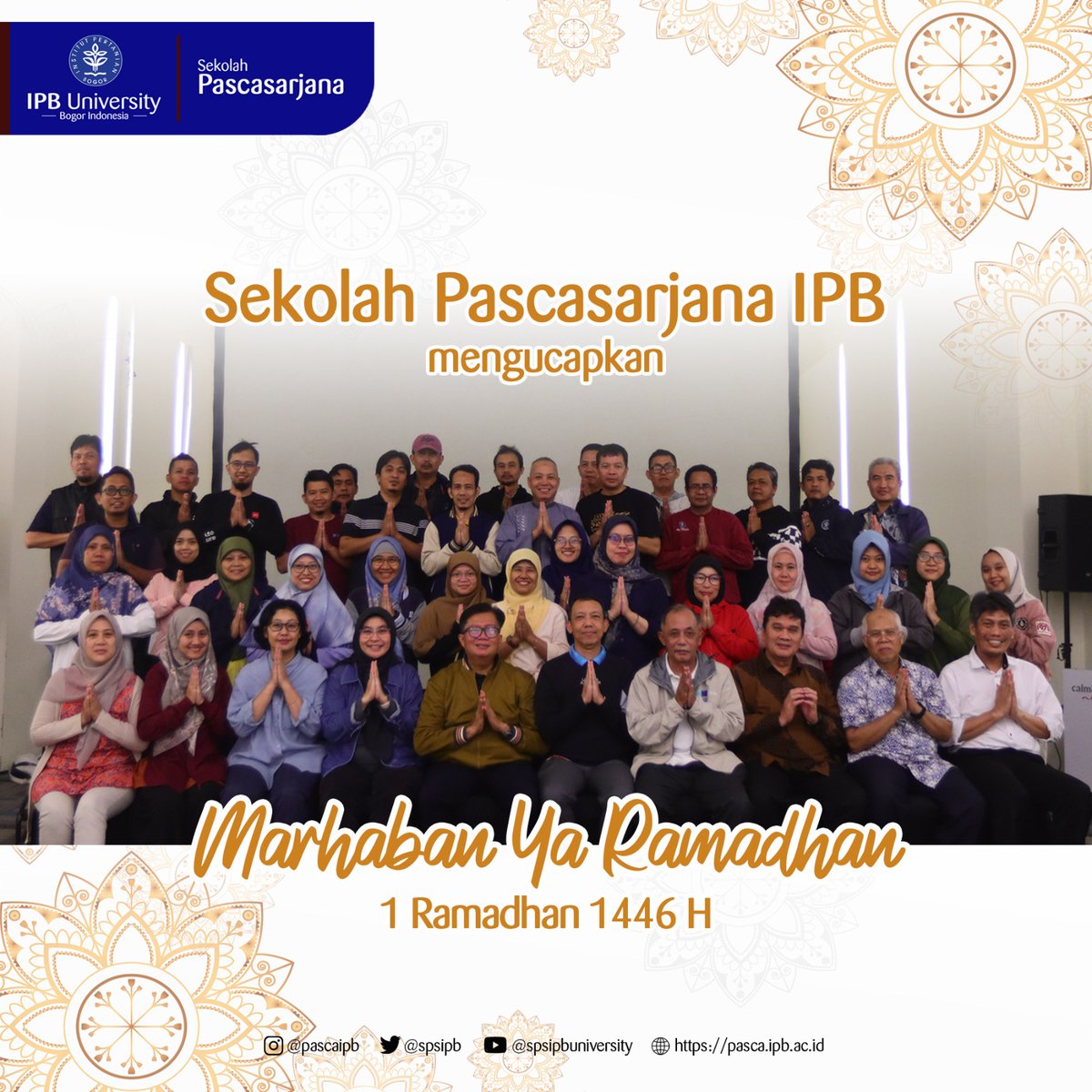 SpsIPB's tweet photo. Sekolah Pascasarjana IPB mengucapkan selamat menunaikan ibadah puasa. Marhaban Ya Ramadhan 1446 H https://t.co/h7VyFb6ccI