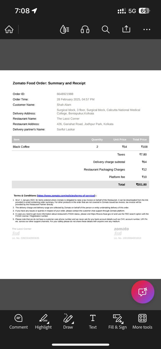 SHA82499987's tweet photo. I haven’t received my order from Zomato but app show order delivered. Wow new type of fraud !! @zomatocare @deepigoyal @jagograhakjago https://t.co/q2VSuIHHtT