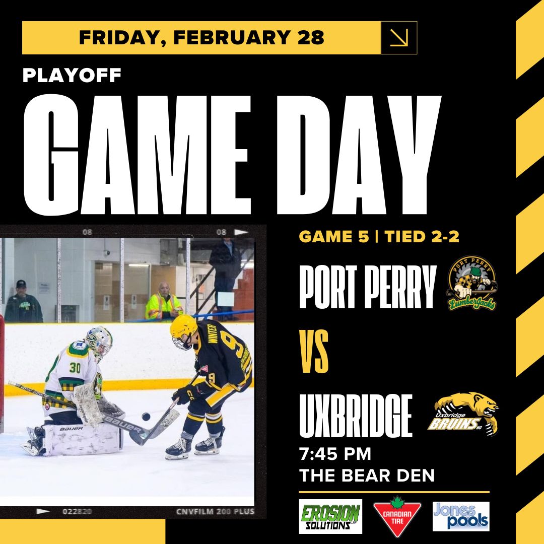 The hottest ticket in Uxbridge tonight is Game 5 of the Battle of North Durham Orr Division quarterfinals at the Bear Den. The action gets underway at 7:45 p.m!
