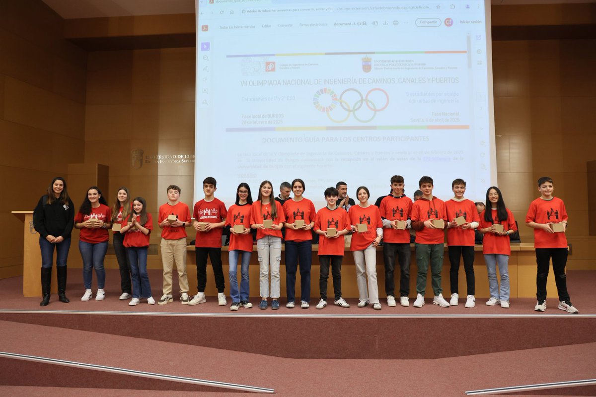 El equipo "Caminantes Ingeniosos" ha ganado la fase local de la Olimpiada de Ingeniería de Caminos, Puertos y Canales celebrada hoy en la <a href="/UBUEstudiantes/">Universidad Burgos</a> 

¡Enhorabuena a Pablo, Beltrán, Paule, Gadea y Eva!👏