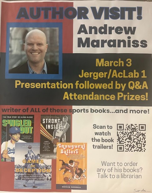 📢 Exciting news! NYT bestselling author <a href="/trublu24/">Andrew Maraniss: amaraniss.bsky.social</a>, known for his narrative nonfiction on sports &amp; social justice, will be at EHS on 3/3/25 during 1st AcLab! 🏆📖 He’ll share insights on his books, research, writing process &amp; host a Q&amp;A. Don’t miss it! #ehs #ehsreads #authorvisit