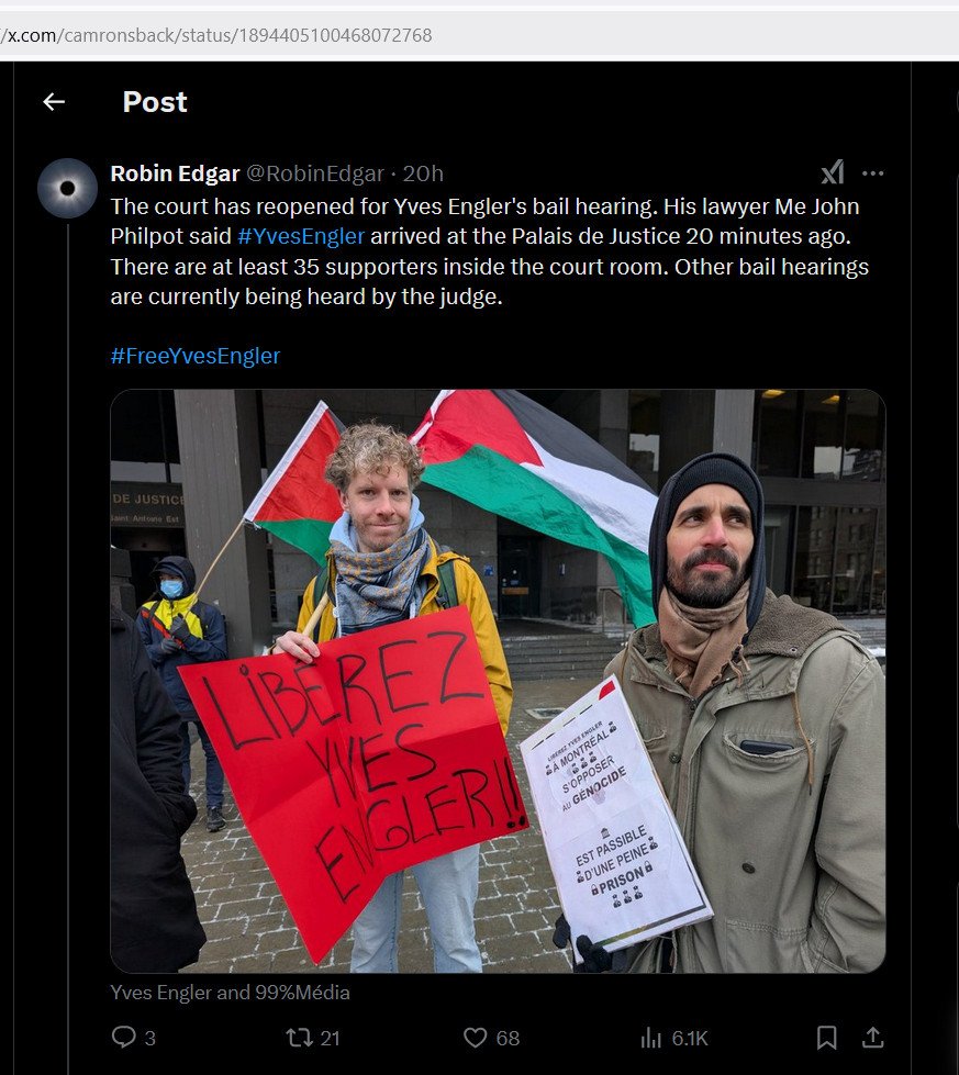 RobinEdgar's tweet image. I documented Yves Engler&apos;s arrest on video and have more video documenting what happened at #Montréal&apos;s Palais de &quot;Justice&quot; on Monday, including some quotes from Yves&apos;s lawyer John Philpot.

Feel free to edit my raw video clips into something that tells the story.

#MySPVM #DPCP