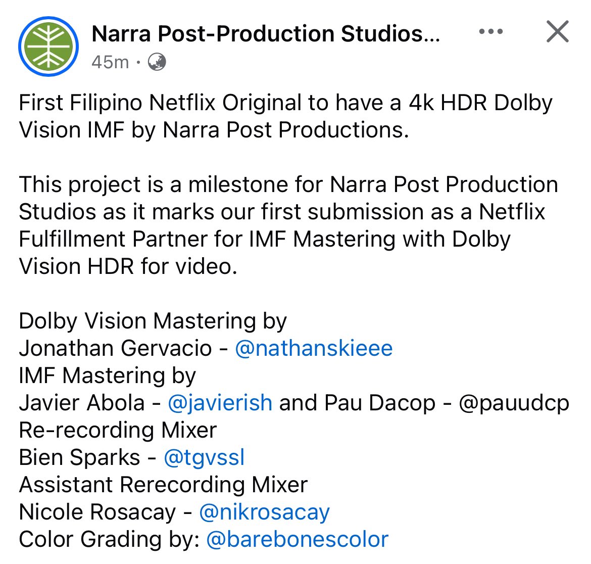 LOOK: ‘Sosyal Climbers’ is the first Filipino Netflix Original to have a 4K HDR Dolby Vision format. 

Directed by Jason Paul Laxamana, film stars Maris Racal and Anthony Jennings. #MaThon 

📷 FB: Narra Post-Production Studios by Wildsound