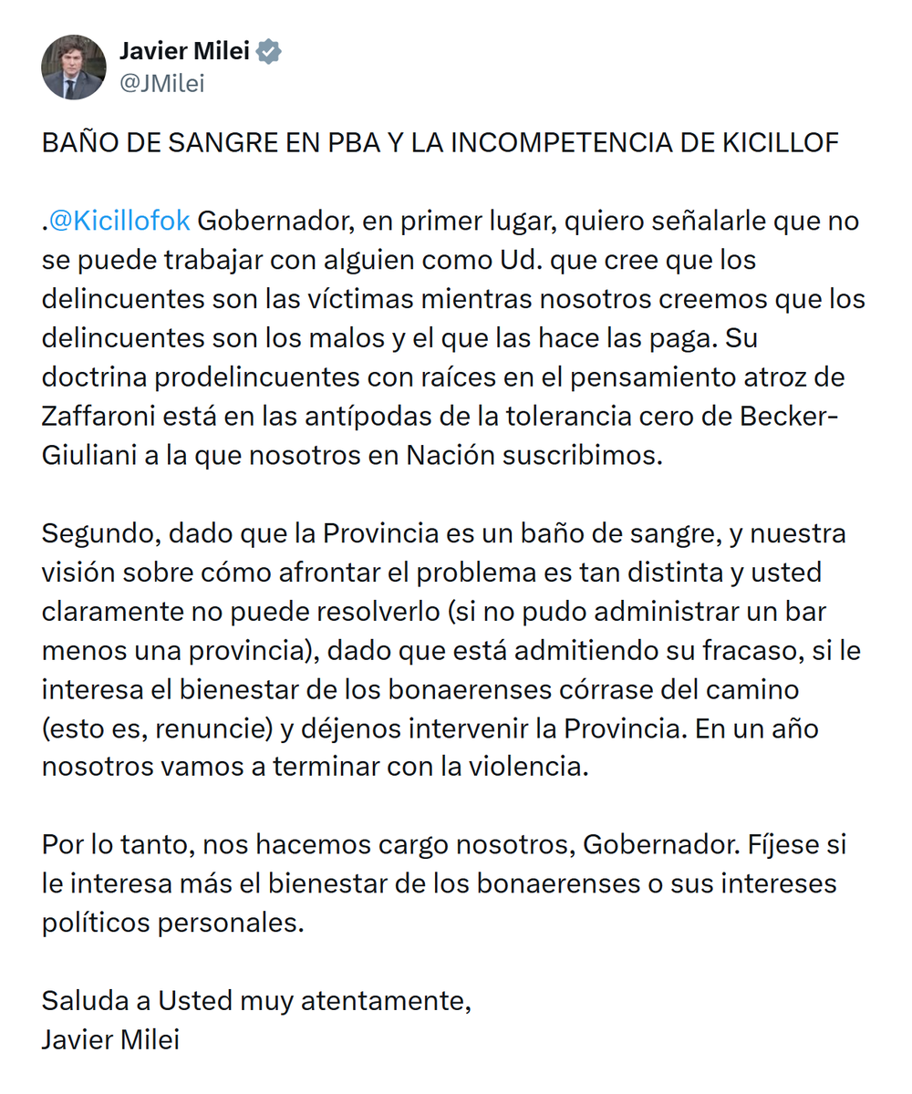porquetendencia's tweet photo. "Provincia":
Por la respuesta de Javier Milei a Axel Kicillof https://t.co/9Knbm7nZ8x
