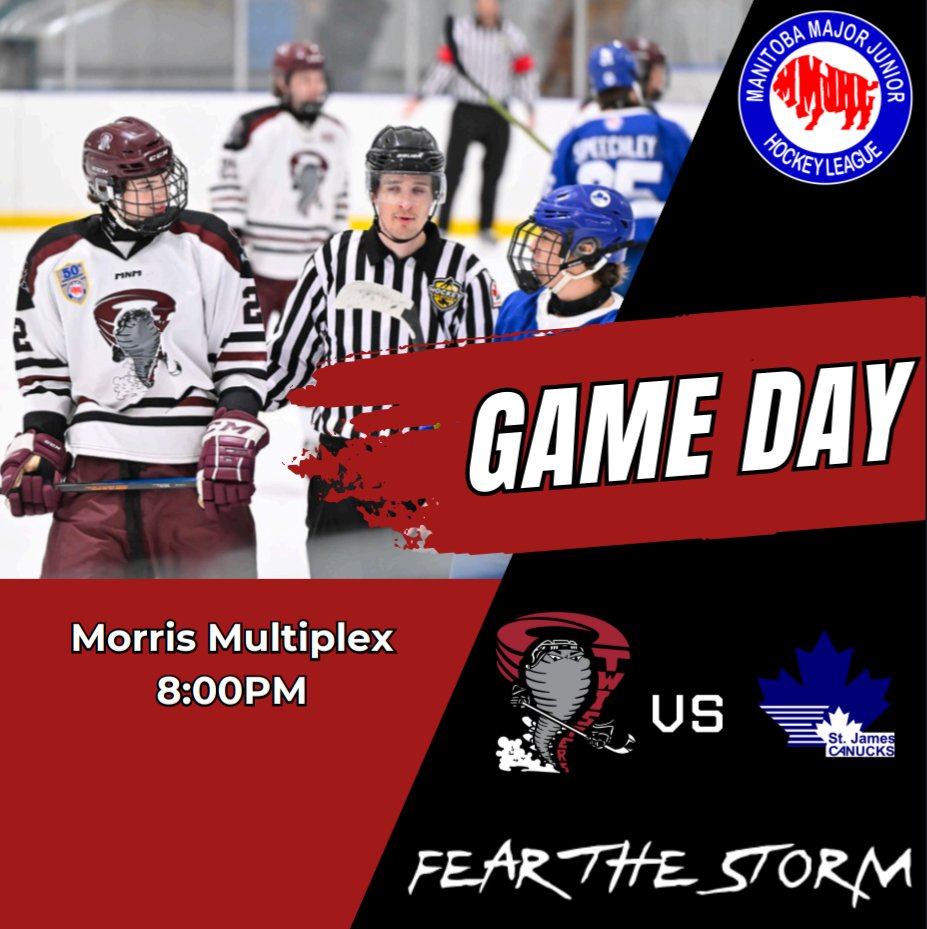Pembina Valley Twisters🌪 (@pv_twisters) on Twitter photo Game day! 🌪️🏒
Twisters host the <a href="/StJamesCanucks/">St. James Jr Canucks</a> in our last home game of the year.
📍 Morris Multiplex
⏰ 8:00PM
📺 Twisters YouTube page Game day! 🌪️🏒
Twisters host the <a href="/StJamesCanucks/">St. James Jr Canucks</a> in our last home game of the year.
📍 Morris Multiplex
⏰ 8:00PM
📺 Twisters YouTube page