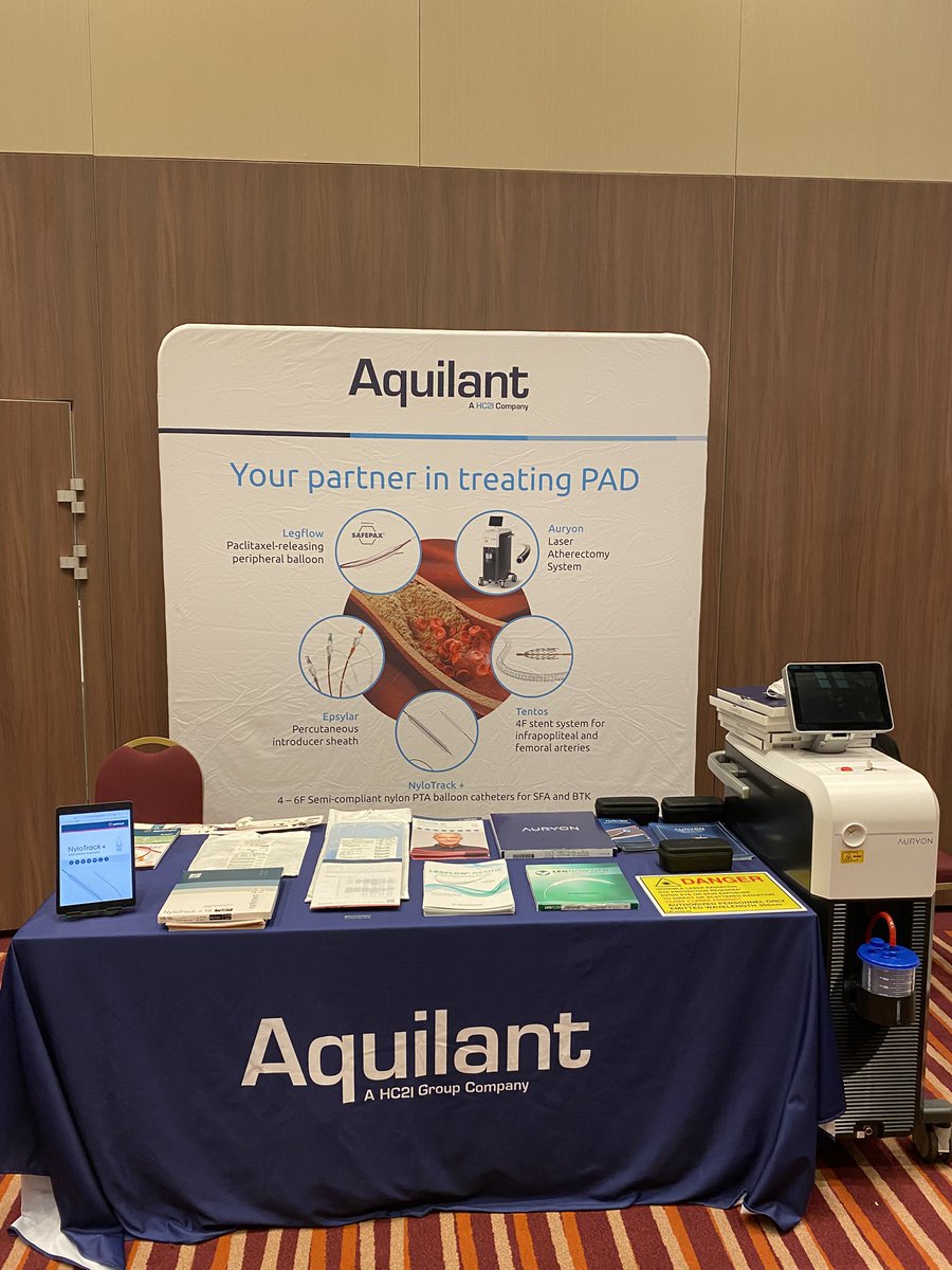 Aquilantvasc's tweet photo. We are having a great day at #FYA25 with plenty of discussions around peripheral arterial disease. Please pop by the stand to learn more about our #PAD solutions including the #Auryon laser atherectomy system, #Tentos 4F stent and #Legflow paclitaxel releasing balloon! #iRad https://t.co/HWqcq8sY24