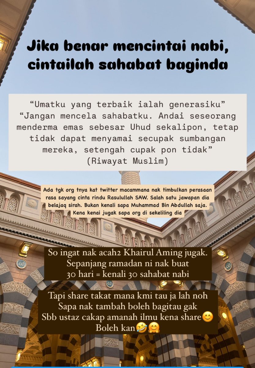 AinaMNoor's tweet photo. Nak acah KA jugak. Niat nak share sini 
30 hari = kenali 30 sahabat nabi
Semoga saya istiqomah😂 https://t.co/IkW7H7rD6i