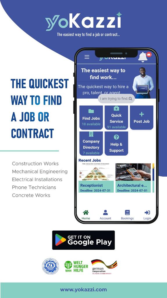 USSIAssociation's tweet image. Join YoKazzi – the easiest way to connect with employers and find work in:

📱 Download now on Google Play and start your journey toward better opportunities!
🔗 Learn more: yokazzi.com

#YoKazzi #JobOpportunity #SkilledWorker
@USSIAOfficialPage @WHH_Uganda