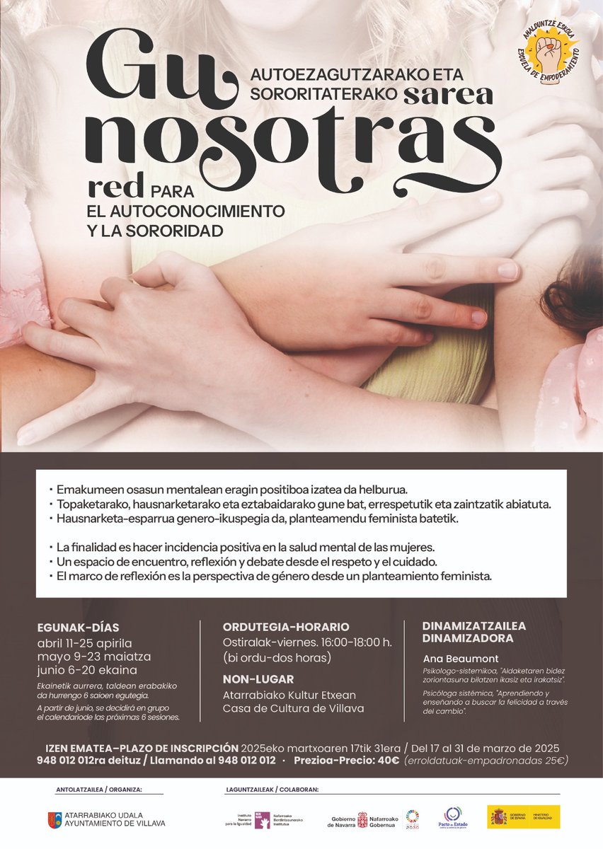anabeaumonth's tweet photo. Próximo taller sobre salud mental para mujeres.Sera en villava
#saludmental
#sororidad
#autocuidados https://t.co/8qzYD66vq8