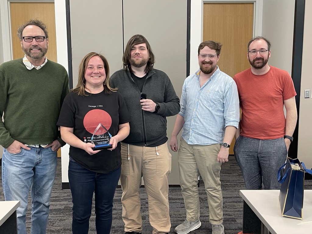 Congratulations to Maribeth Gandy Coleman, IPaT's director of research, who celebrated 25 years with Georgia Tech! Here she is being surprised with recognition of this milestone with IPaT team members that created an award for her.