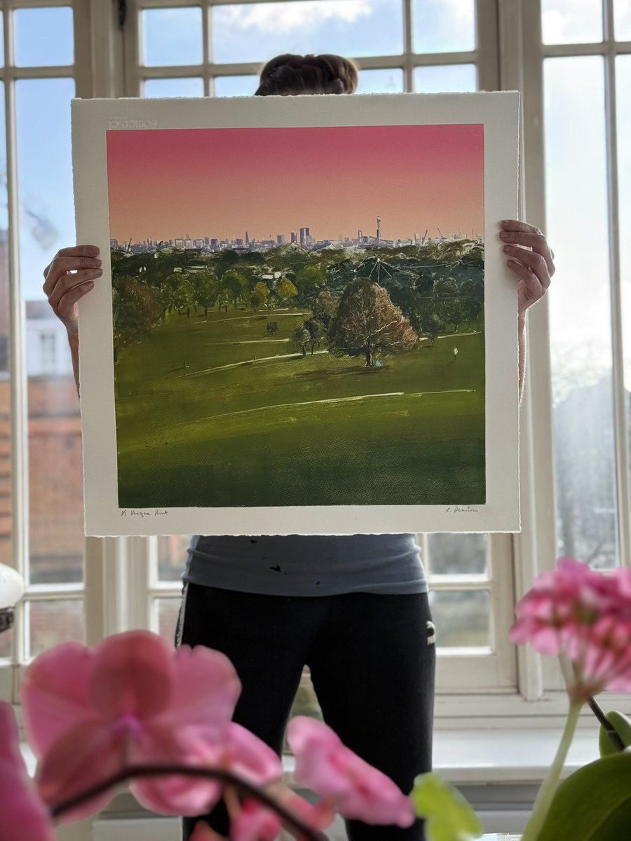 Fresh off the press… London from Primrose Hill monotype ready for <a href="/AAFLondon/">Affordable Art Fair UK</a> Battersea 12-16 March Stand E10 with North London Printmakers #primrosehill #art #printmaking #affordableartfair