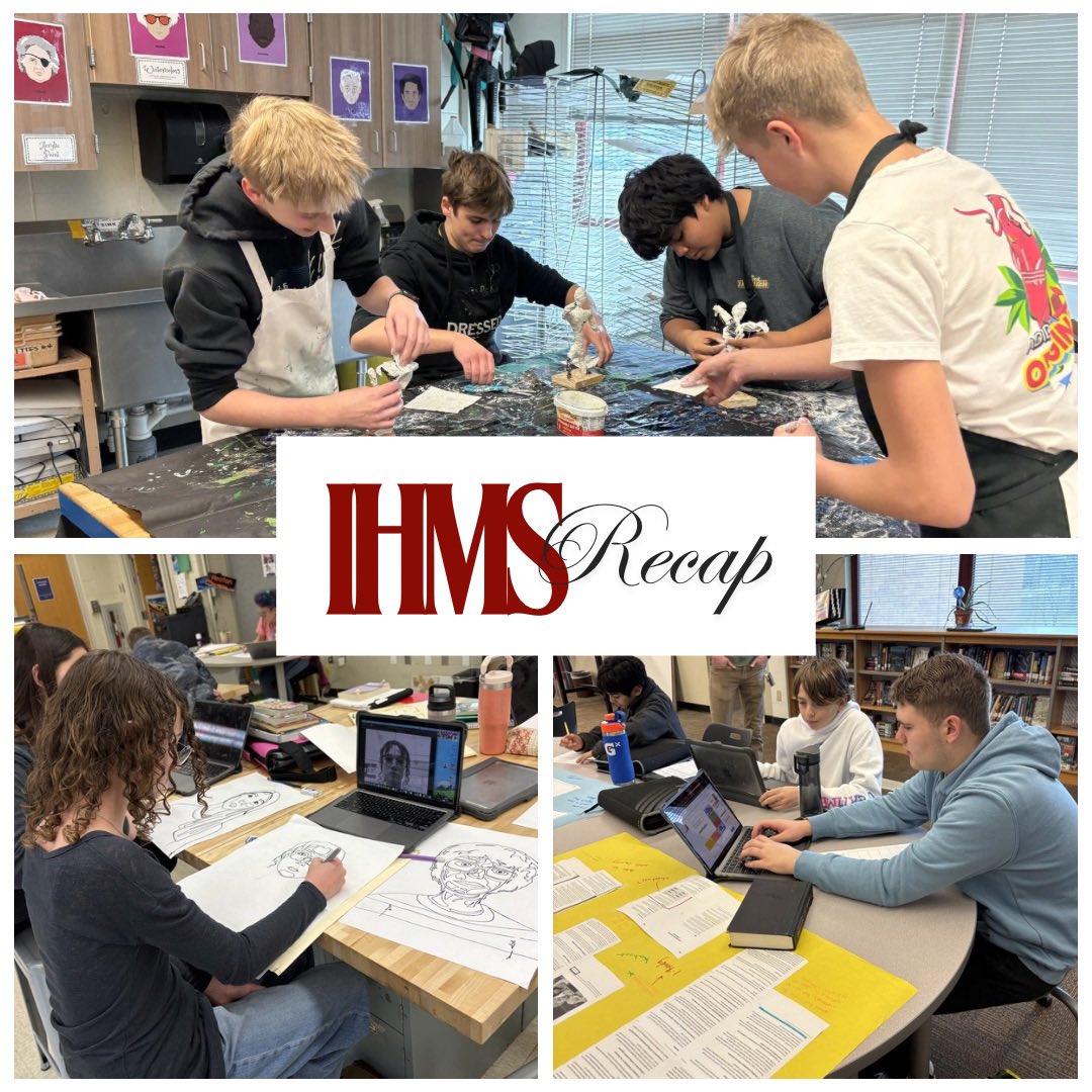 Great week with students exploring, growing, &amp; leading! 🎨 Art self-portraits &amp; sculptures + SLPL preparing to lead staff learning! 🙌 #StudentGrowth #Leadership #IHMSRecap