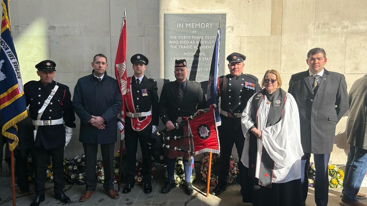 fbunational's tweet photo. Today marks 50 years since the 1975 Moorgate tube crash, in which 43 people died and 74 were injured. Firefighters were called to the scene and created passageways through the wreckage, saving those they could reach.

Today, Steve Wright and other FBU officials attended a memorial for those who died, and paid tribute to the bravery of railway staff, firefighters and others who were present at the incident.