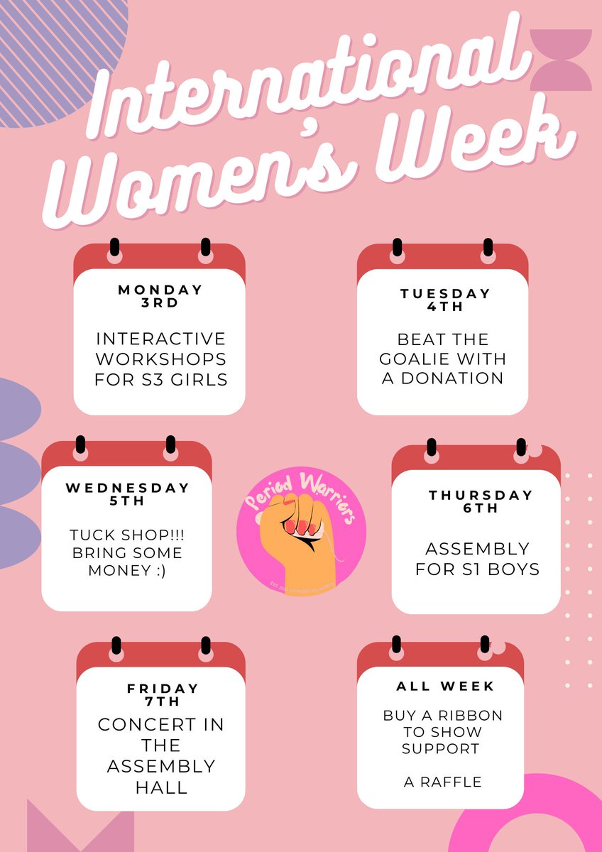 We are hosting a fundraiser next week for International Women's Day which is on the 8th of March. 

Please bring donations for a tuck shop and a chance to beat the goalie! 

It's gonna be #lit 🔥