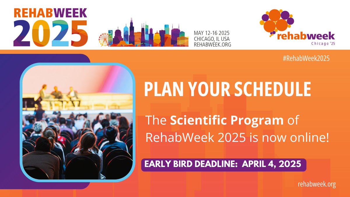 RehabWeek (@rehabweekorg) on Twitter photo 📢 The #RehabWeek2025 scientific program is live!
Discover the sessions, speakers, and workshops waiting for you. Start planning your schedule and get ready for an exciting event!
đź”—bit.ly/4kk878a
<a href="/ICORR_2025/">ICORR 2025</a> <a href="/IFESS_org/">Int’l Functional Electrical Stimulation Society</a> <a href="/ISVRSociety/">ISVRSociety</a> <a href="/ACRMtweets/">ACRM</a> <a href="/MiNT_hobbs/">The MiNT Academy: Masterclass in Neurotechnology</a> <a href="/RESNAorg/">RESNA</a> 📢 The #RehabWeek2025 scientific program is live!
Discover the sessions, speakers, and workshops waiting for you. Start planning your schedule and get ready for an exciting event!
đź”—bit.ly/4kk878a
<a href="/ICORR_2025/">ICORR 2025</a> <a href="/IFESS_org/">Int’l Functional Electrical Stimulation Society</a> <a href="/ISVRSociety/">ISVRSociety</a> <a href="/ACRMtweets/">ACRM</a> <a href="/MiNT_hobbs/">The MiNT Academy: Masterclass in Neurotechnology</a> <a href="/RESNAorg/">RESNA</a>