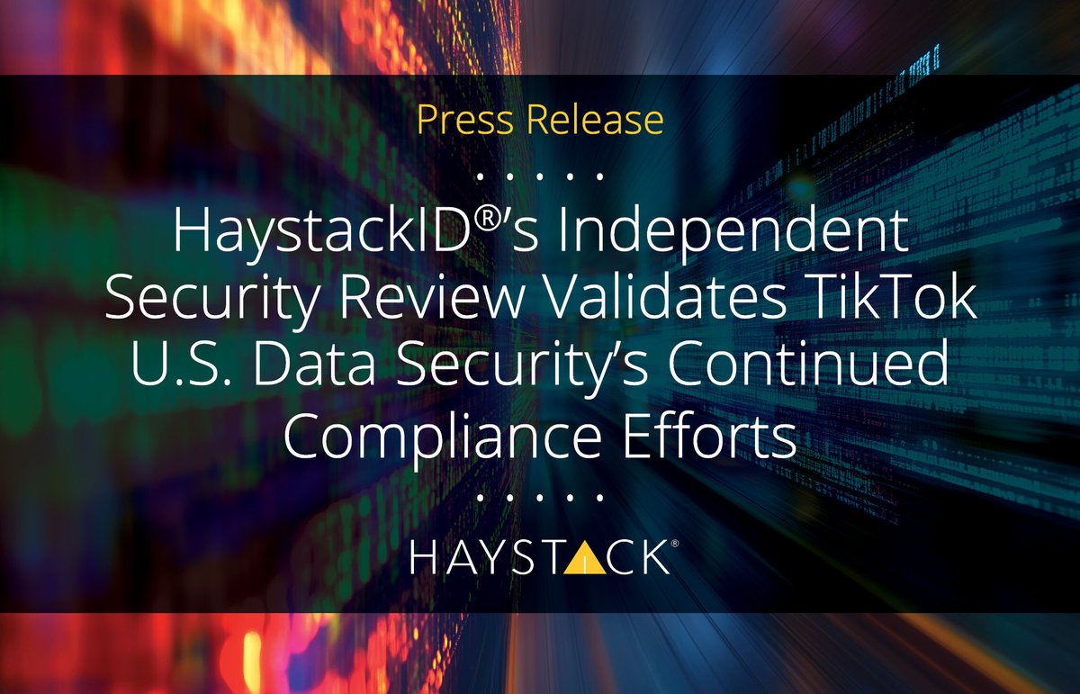 📰 <a href="/HaystackID/">HaystackID</a>® validated <a href="/tiktok_us/">TikTok US</a> U.S. Data Security’s continued #Compliance efforts through rigorous independent review during its Independent Security Inspector engagement with TikTok U.S. Data Security.
 
Read the release: bit.ly/4bqyUvd.

#eDiscovery #LegalTech