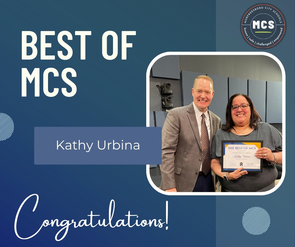This week we recognized Kathy Urbina as this month's #BestofMCS.
Mrs. Kathy Urbina is a PreK teacher at Northfield Elementary and has been with MCS for over 20 years.
Ms. Urbina, we are so grateful to have you as part of our district.