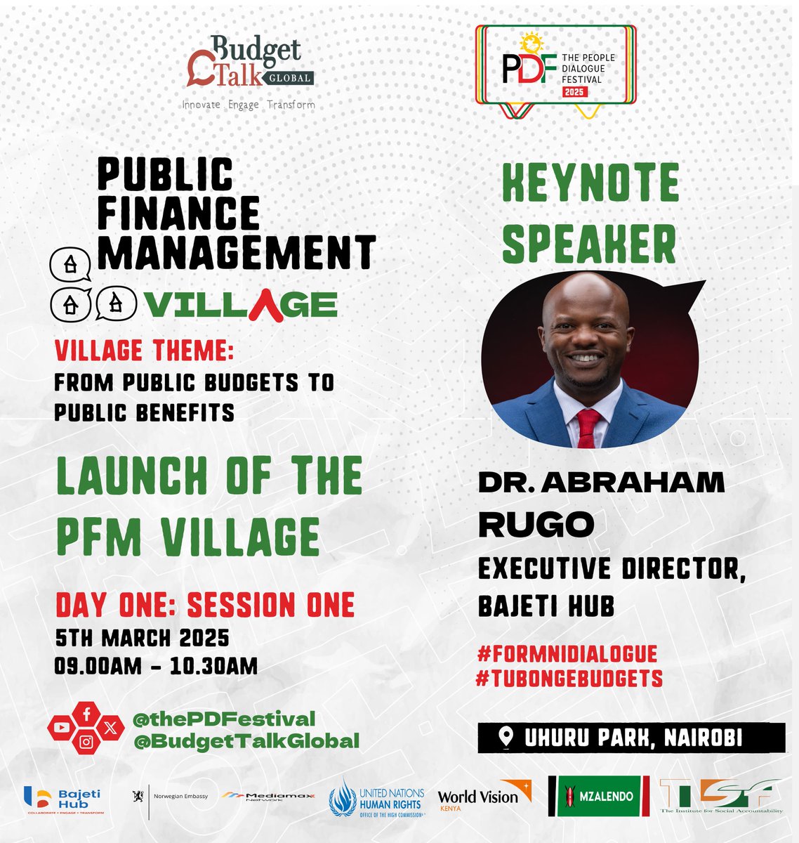 BudgeTalkGlobal's tweet image. 🌟 Exciting things are happening at the #PFMVillage at the @PDFestival! 

Join us for Session one, where we&apos;ll kick off with opening remarks followed by an inspiring keynote speech. 

Don’t miss the chance to engage with key experts leading the conversation on public finance…
