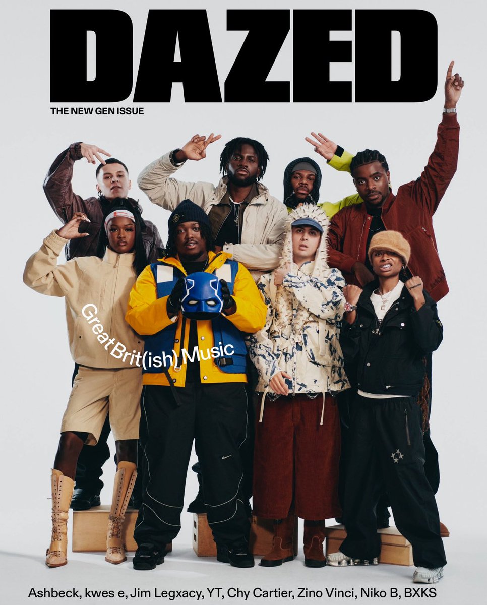 This cover of the latest issue of Dazed Magazine will go down in history 

It features:

- Jim Legxacy
- YT
- Chy Cartier
- BXKS
- Zino Vinci
- Niko B
- Kwes e
- Ashbeck

The new generation of UK rap.