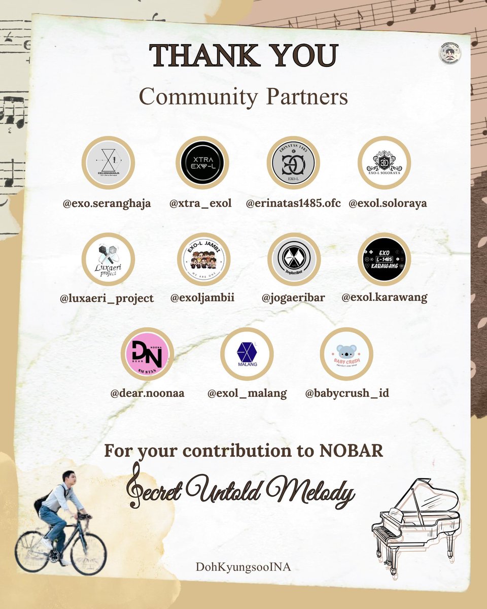 DohKyungsooINA's tweet photo. Terimakasih minsoo ucapkan kepada Community Partners yang telah mendukung event nobar SECRET : UNTOLD MELODY yang dilaksanakan secara serentak di bioskop-bioskop yang tersebar di Indonesia. Berkat dukungan dan kalian semua terhadap kami, kami semua berhasil melaksanakan event dengan lancar dan berkesan.

Terima kasih telah mendukung Doh Kyungsoo dan film-film Doh Kyungsoo. Sampai jumpa di event berikutnya! ❤️🎶

Our Sponsor!🖤✨
@alytnoona
@dksoochun
@.wina_javadd
@ruthvalen
@kplaylist_id
@.eminacosmeticsjakarta
@.eminacosmeticssurabaya
@.eminacosmeticsbogor

Our Collaboration Team🤍
@.exo.seranghaja 
@.xtra_exol
@.erinatas1485.ofc 
@.exol.soloraya 
@Luxaeri_project
@.exoljambii
@jogaeribar 
@.exol.karawang
@.dear.noona
@.exol_malang
@.babycrush_id

#DOHKYUNGSOO #SECRET_UntoldMelody
#말할수없는비밀 #도경수 @companysoosoo_