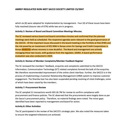 AMREF Sacco's exposure to KUSCCO is Kes 90.0 million.