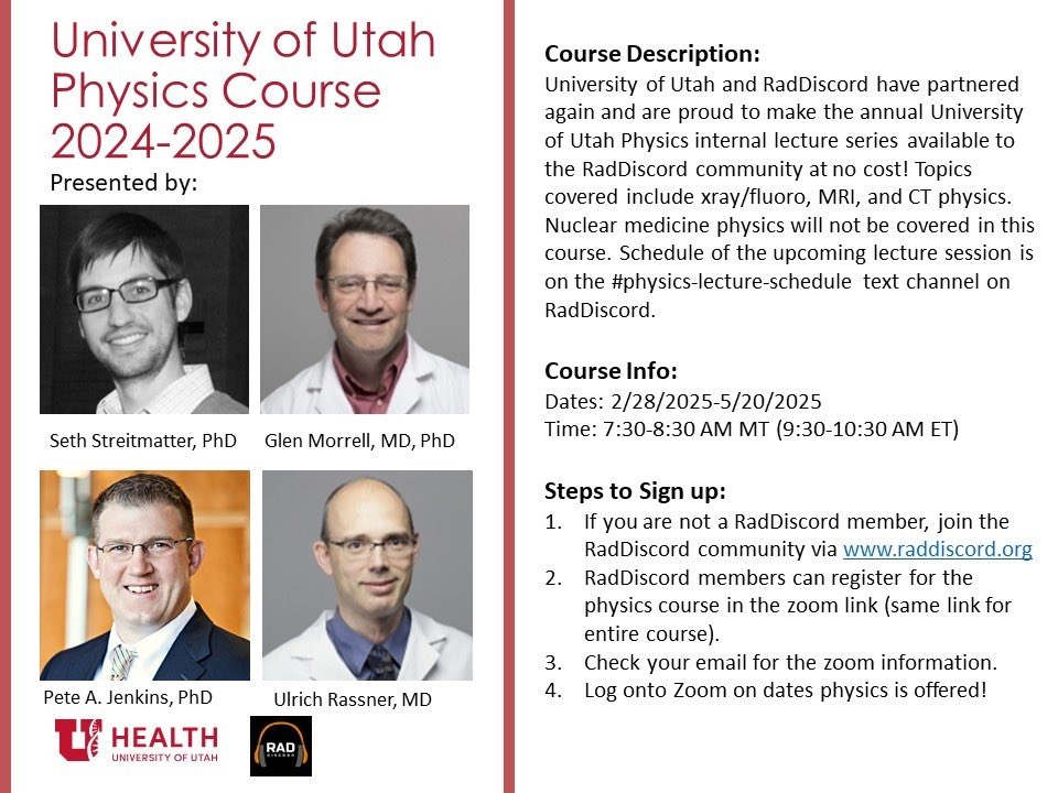 Grace G. Zhu, MD (@totallyskates) on Twitter photo Excited for the start of the <a href="/UofURadiology/">UofURadiology</a> physics review course. <a href="/RadDiscord/">RadDiscord</a> #radres, check out the link to register on RadDiscord!
#happeningnow Excited for the start of the <a href="/UofURadiology/">UofURadiology</a> physics review course. <a href="/RadDiscord/">RadDiscord</a> #radres, check out the link to register on RadDiscord!
#happeningnow