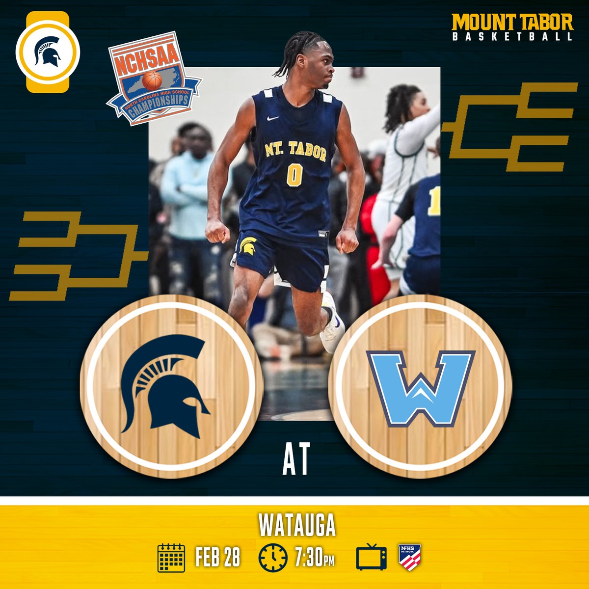Spartans travel to Boone to take on Watauga in the 2nd round of the NCHSAA State Playoffs! Tipoff is at 7:30pm!
#TaborCity