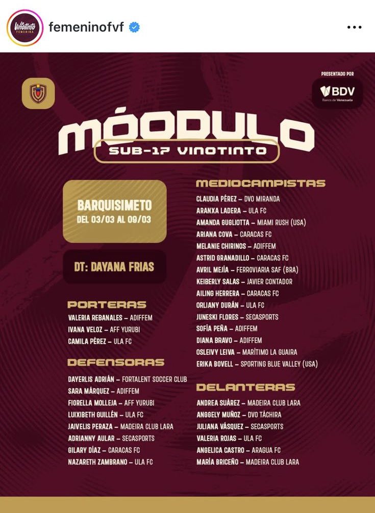 Honored to be called up by the Venezuela National Team U-17! Es un honor haber sido convocada por la selección Nacional de mi país Venezuela. 🇻🇪 
@KSRushSC09GA 
<a href="/KSRGirlsAcademy/">Kansas Rush Girls Academy</a> 
<a href="/GAcademyLeague/">Girls Academy</a> 
 <a href="/KS_RushSoccer/">Kansas Rush Soccer Club</a> 
<a href="/RuralSoccer/">WRHS Soccer</a>
<a href="/ImCollegeSoccer/">College Soccer Truth ™</a> <a href="/ImYouthSoccer/">ECNL/GA/Recruiting/College Soccer</a> <a href="/TopDrawerSoccer/">TopDrawerSoccer</a>