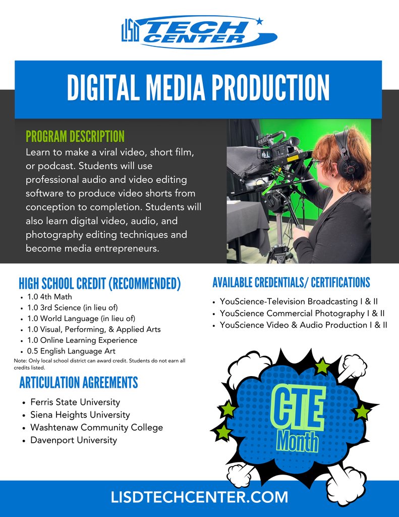 We are promoting our TECH Center programs during CTE Month! For more information, check out our website: lisdtechcenter.com