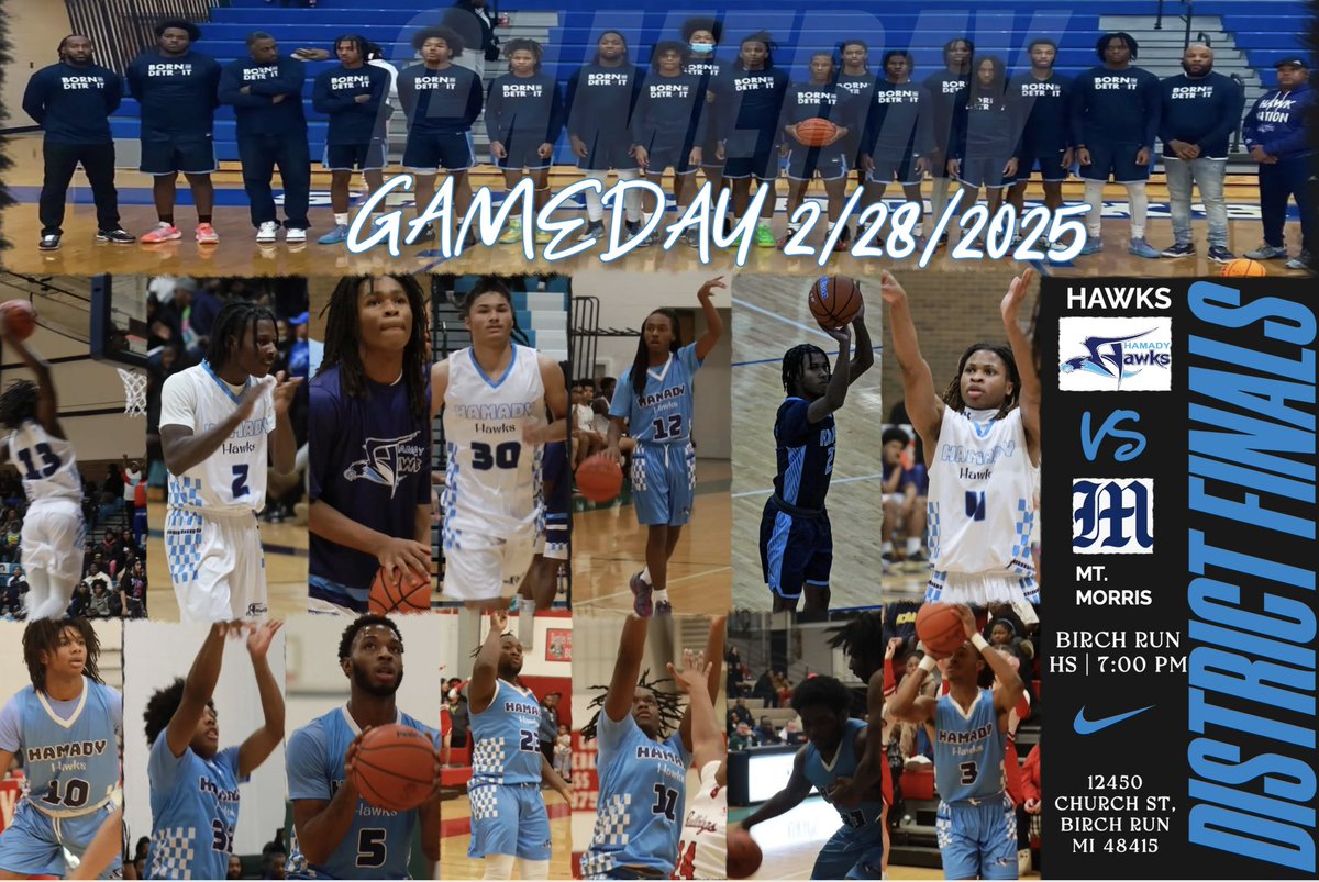 Today the Boys Hawks Varsity Basketball team travel to Birch Run to take on Mt Morris for the district championship game @ 7pm tonight.