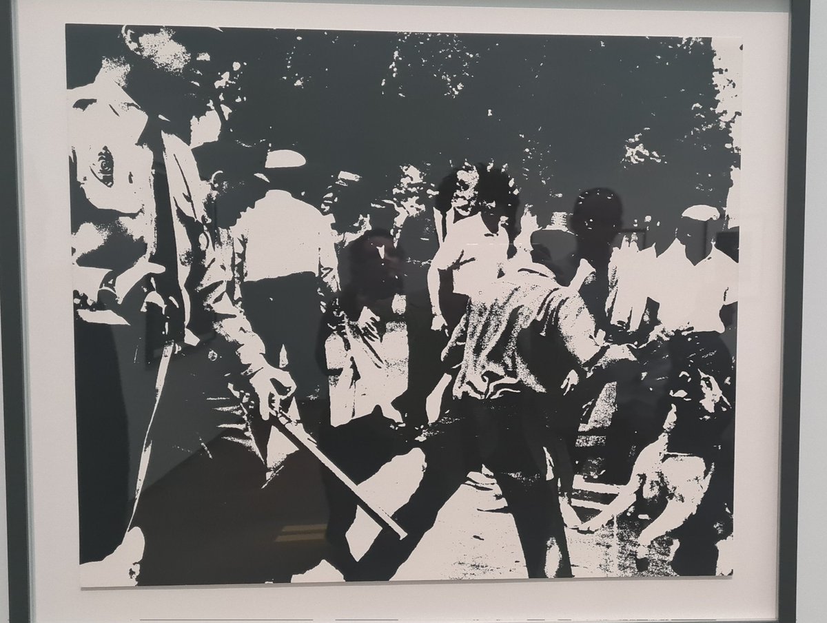 Andy Warhol's 'Birmingham Race Riot' in silkscreen based on photo by Charles Moore is remarkable in <a href="/rijksmuseum/">Rijksmuseum</a>'s own collection American photos. 
#popart #andywarhol #CivilRights #racism #UShistory #USart #photoArt #Amsterdam #RaceRiots #CharlesMoore #FridayVibes