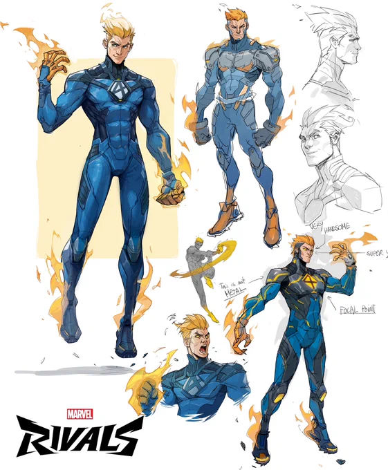 Early Sketches Human Torch! #characterdesign #art #conceptart #marvel #FantasticFour #MarvelRivals 