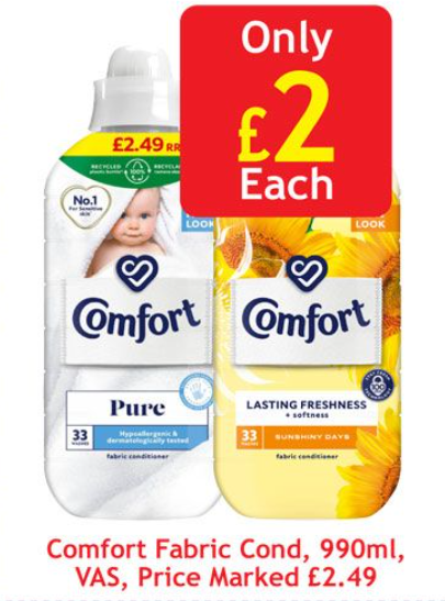 coopkilbowie's tweet image. Softness Meets Savings with Comfort Fabric Conditioner! 🧺 Looking for super-soft laundry at an amazing price? Grab your bottle of Comfort Fabric Conditioner at Co-op today and enjoy the fresh, long-lasting scent for less! 🌸 #LaundryDeals #FreshAndSoft #CoopOffers