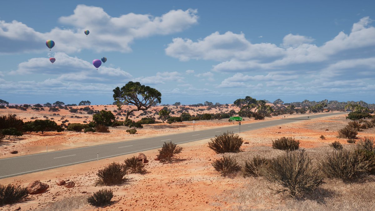 Hot air balloon show on the horizon! First the delivery, then we'll enjoy the view. #ETS2 #ATS #gamer #simracing #simulation