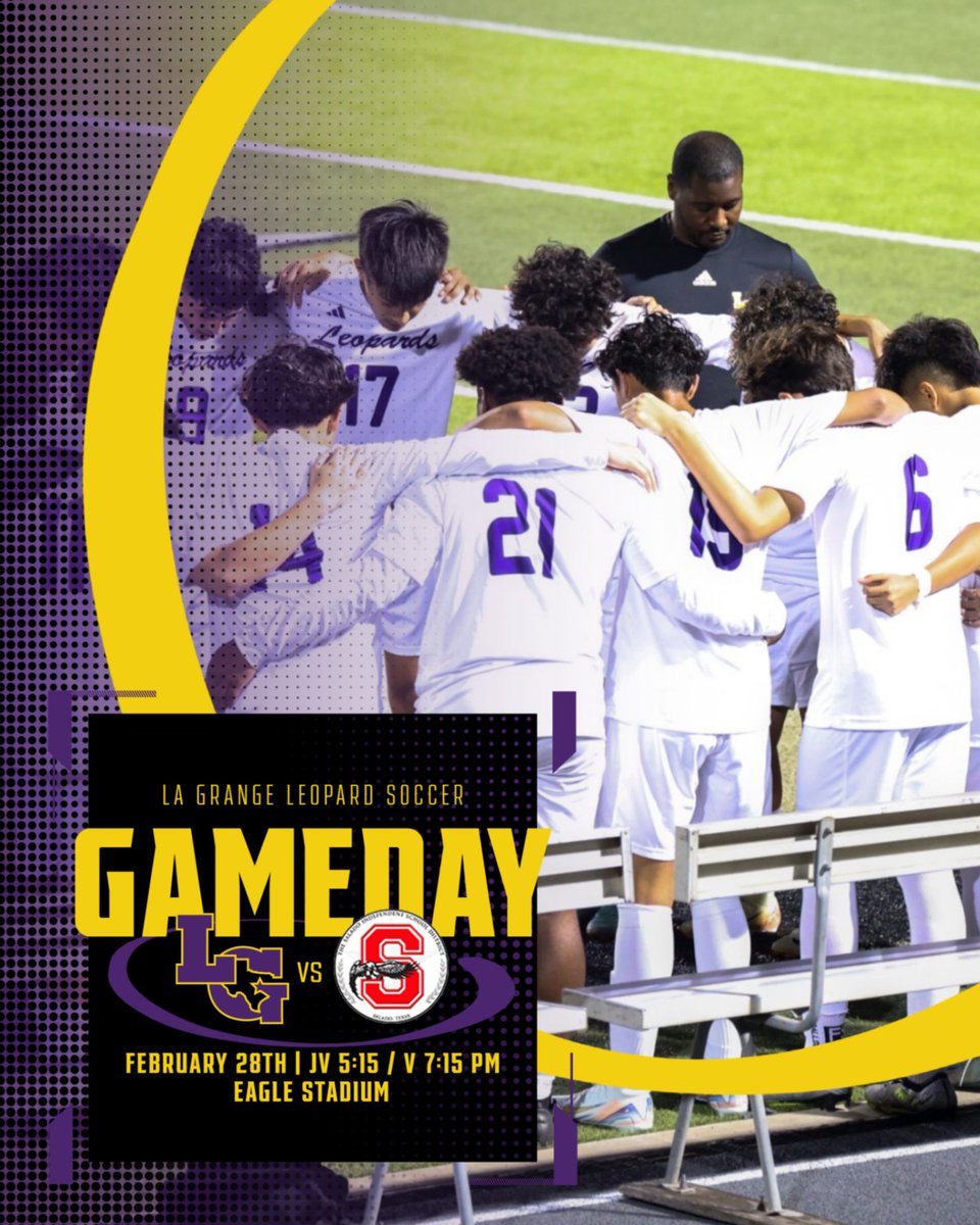 It's an on-the-road gameday for your La Grange Leopards boys soccer teams tonight! Come join us as the boys take on the Salado Eagles in Eagle Stadium! JV kicks off at 5:15pm with varsity following at 7:15pm! #onthePROWL
