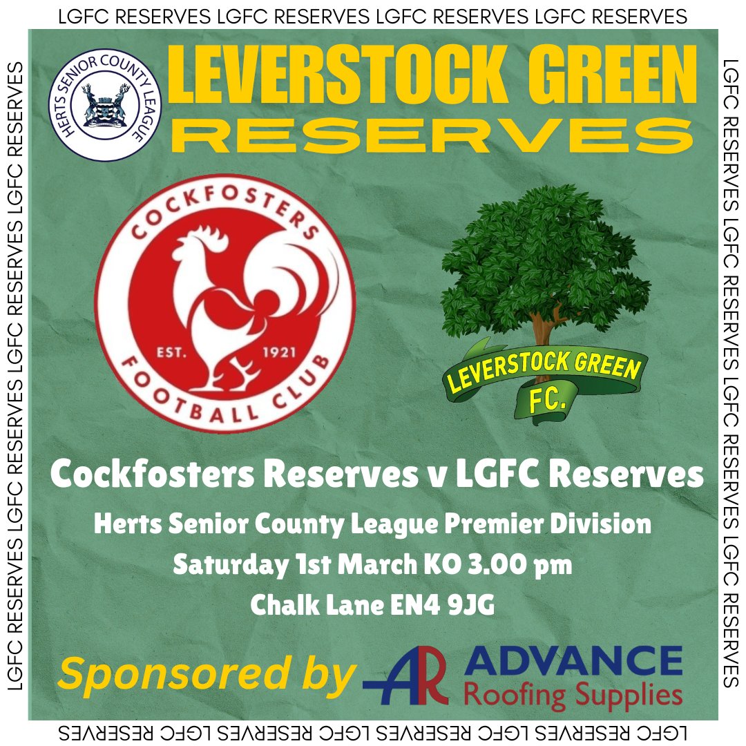 ➡️NEXT UP

Tomorrow we are away to <a href="/CockfostersFC/">Cockfosters FC</a> Reserves in the Acerbis <a href="/hscfl/">HSCL</a> Premier Division!

KO 3pm at Chalk Lane

#UpTheRessies